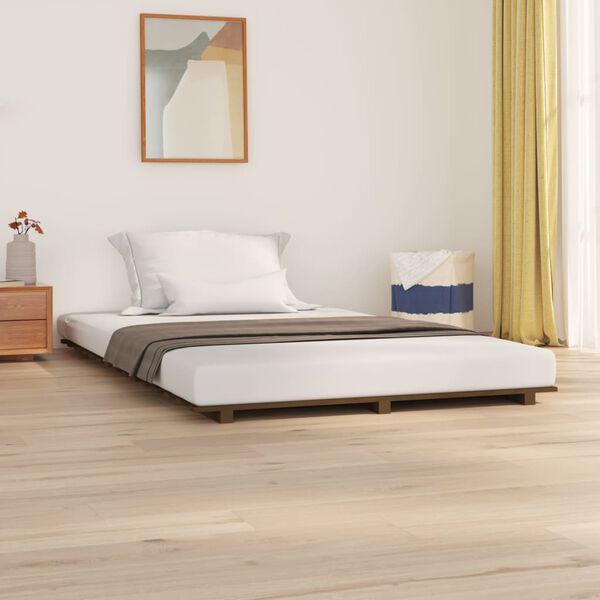 vidaXL Bed Frame without Mattress Honey Brown 120x190 cm Small Double Solid Wood Pine