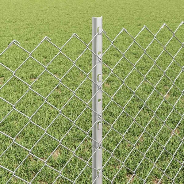 vidaXL Fence with Post Silver 0.6 x 25 m Steel