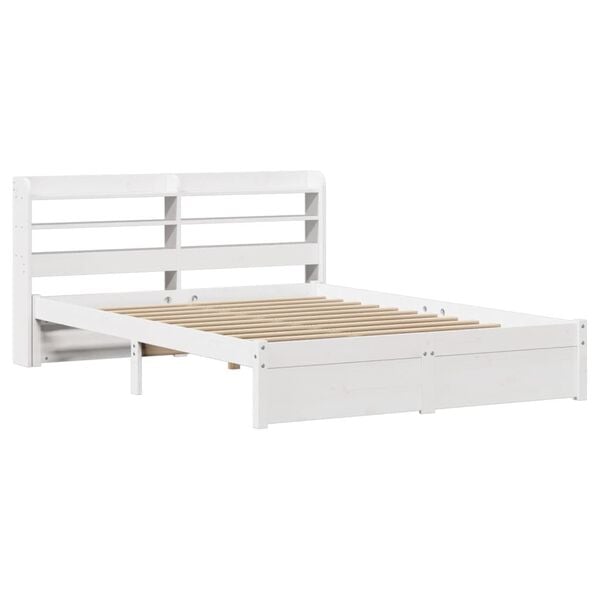 vidaXL Bed Frame with Headboard without Mattress White 160x200 cm