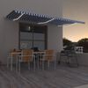 vidaXL Manual Retractable Awning with LED 600x350 cm Blue and White