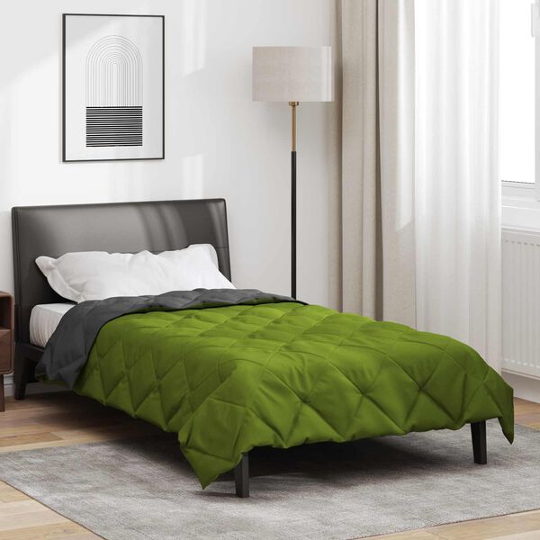 vidaXL Full Year Duvet Green and Anthracite 200 x 155 cm Microfiber