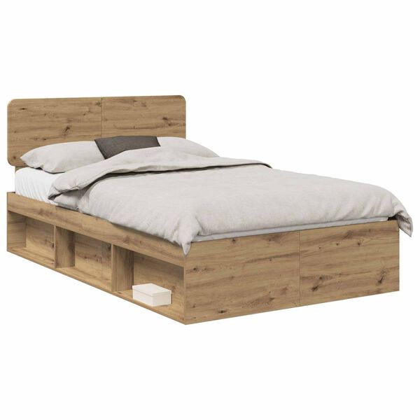 vidaXL Bed Frame Artisian Oak 120 x 190 cm Solid Pine Wood