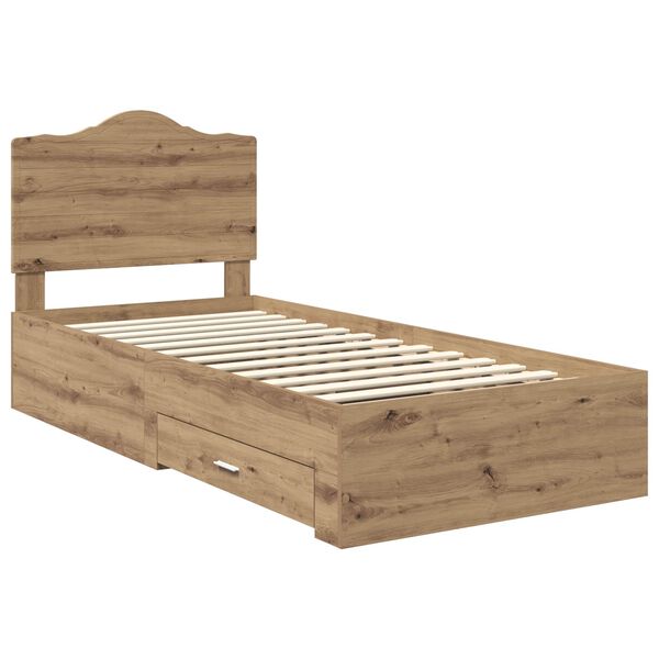 vidaXL Bed Frame with Drawer Artisan Oak 90 x 190 cm Engineered Wood
