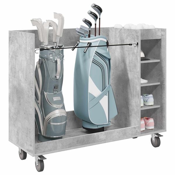 vidaXL Golf Cabinet with Wheel Plain Concrete Grey 120 x 45 x 98 cm