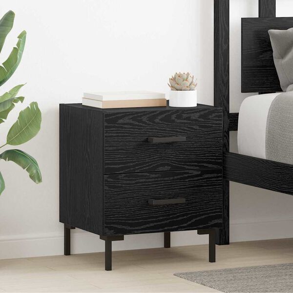 vidaXL Bedside Cabinet Black Oak 40 x 35 x 47.5 cm Engineered Wood