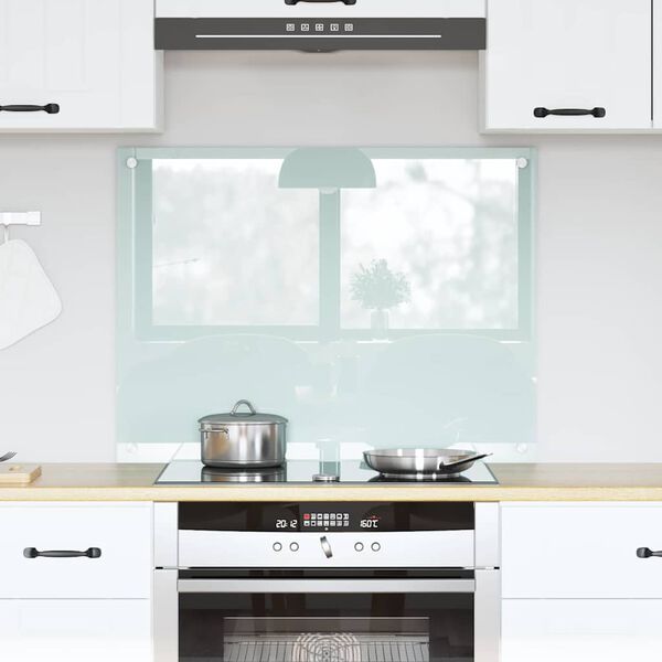 vidaXL Kitchen Backsplash White 80 x 60 cm Tempered Glass