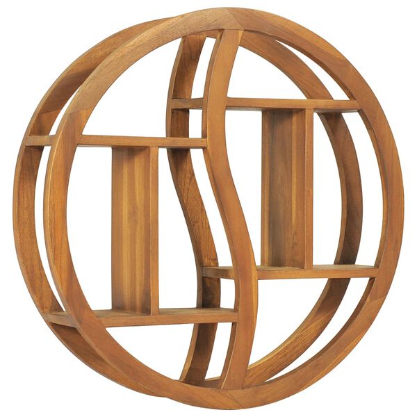 vidaXL Yin Yang Wall Shelf 60x15x60 cm Solid Teak Wood