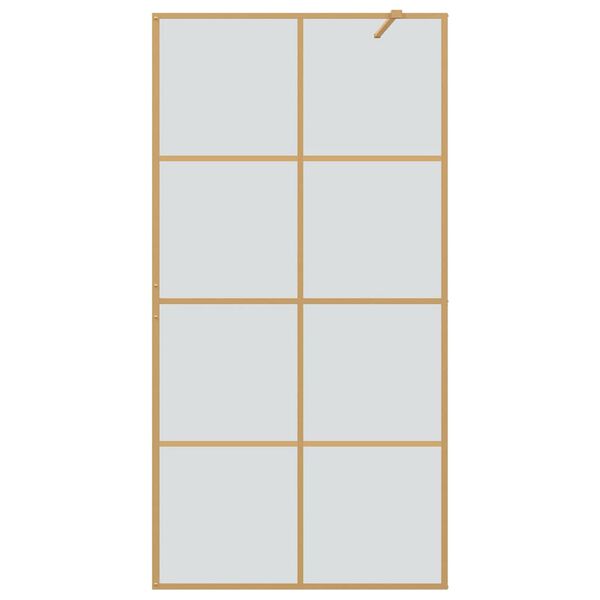 vidaXL Walk-in Shower Wall Gold 100 x 195 cm Tempered Glass