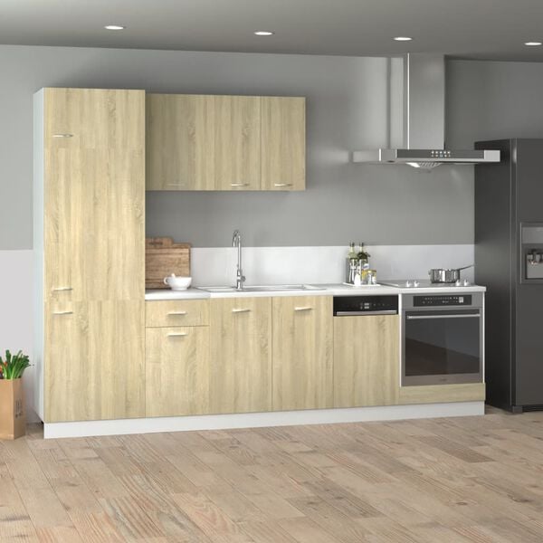 vidaXL 7 Piece Kitchen Cabinet Set Lyon Sonoma Oak Engineered Wood