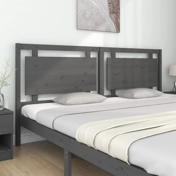 vidaXL Bed Headboard Grey 205.5x4x100 cm Solid Pine Wood