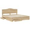 vidaXL Bed Frame with Drawer Sonoma Oak 200 x 200 cm Engineered Wood