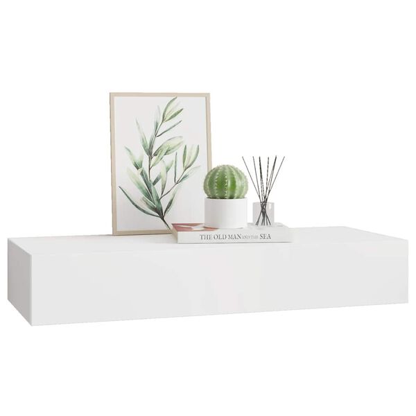 vidaXL Wall-mounted Drawer Shelf White 60x23.5x10 cm MDF