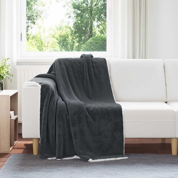 vidaXL Throw Blanket Dark Grey 130 x 150 cm Fleece