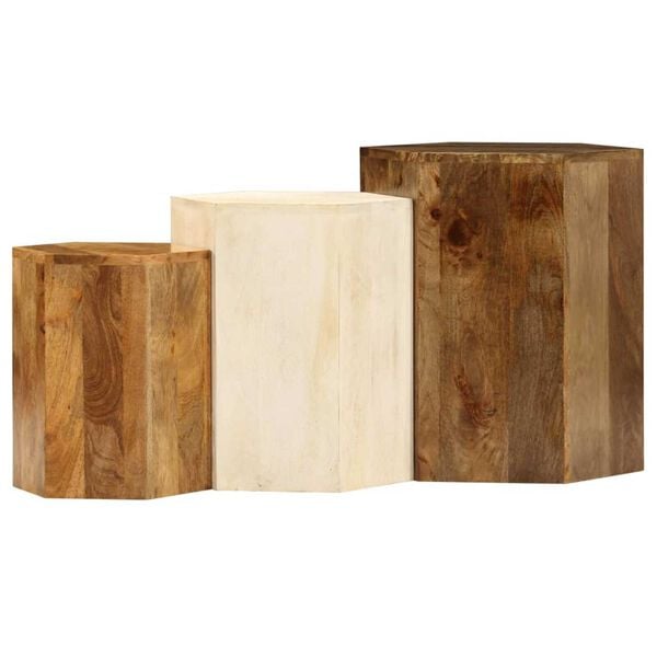 vidaXL Coffee Table Set 3 Pieces Solid Mango Wood