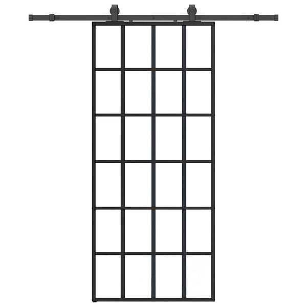 vidaXL Sliding Door with Hardware Set Black 90x205 cm ESG Glass