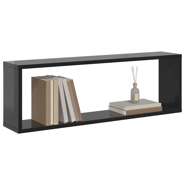 vidaXL Wall Cube Shelf 2 pcs High Gloss Grey 80x15x26.5 cm Engineered Wood