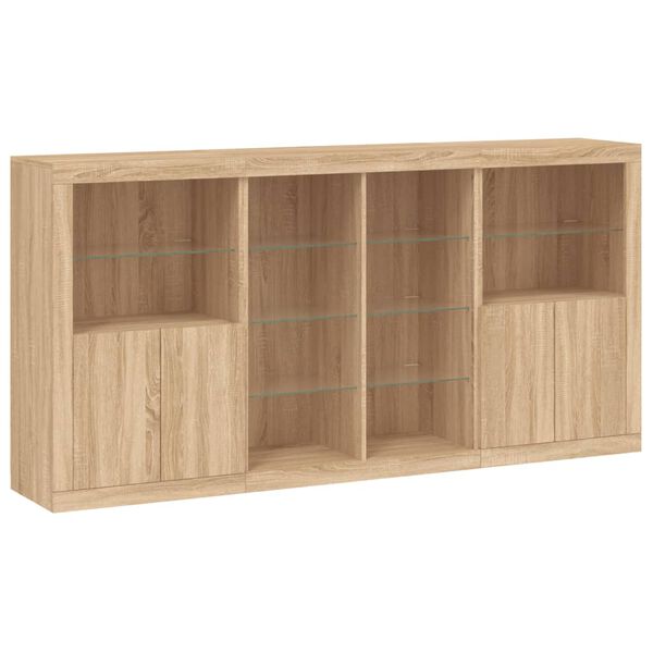 vidaXL Sideboard with LED Lights Sonoma Oak 202x37x100 cm
