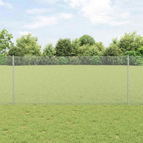 vidaXL Fence with Post Silver 1 x 10 m Steel