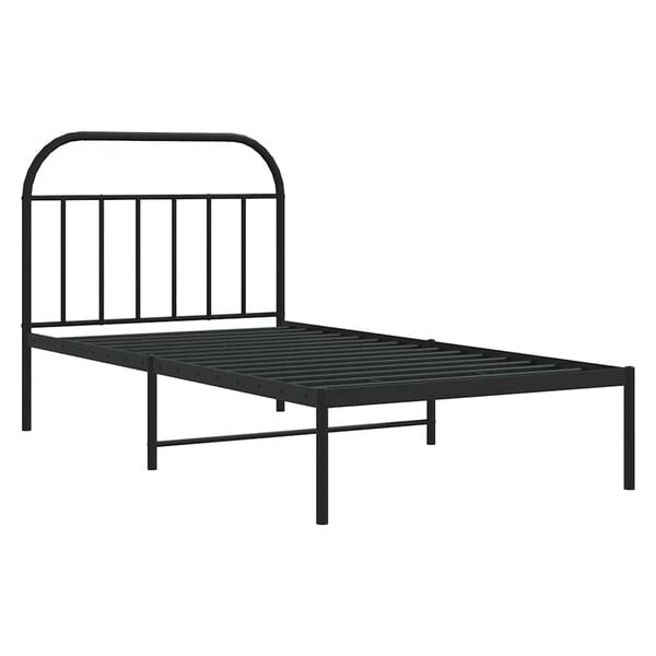 vidaXL Metal Bed Frame without Mattress with Headboard Black 100x200cm