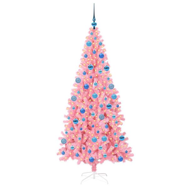 vidaXL Christmas Tree with 300 LEDs with Stand Pink 180 cm PVC