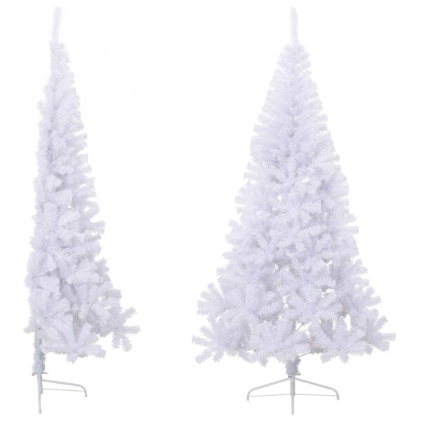 vidaXL Artificial Half Christmas Tree with Stand White 210 cm PVC