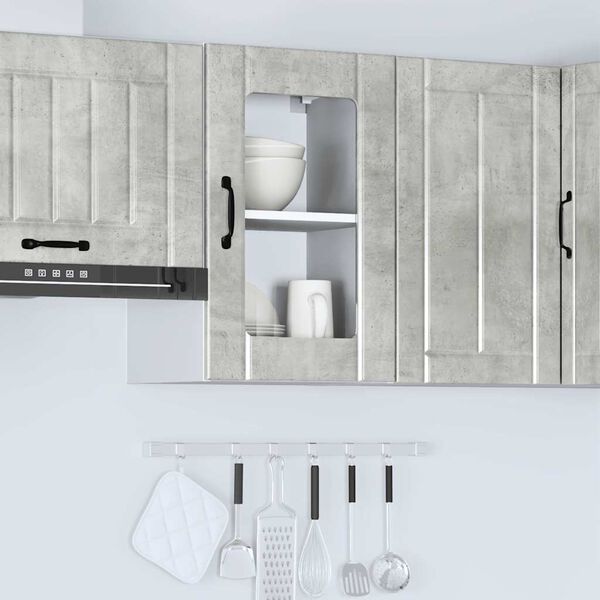 vidaXL Kitchen Wall Cabinet with Glass Door Lucca Concrete Grey