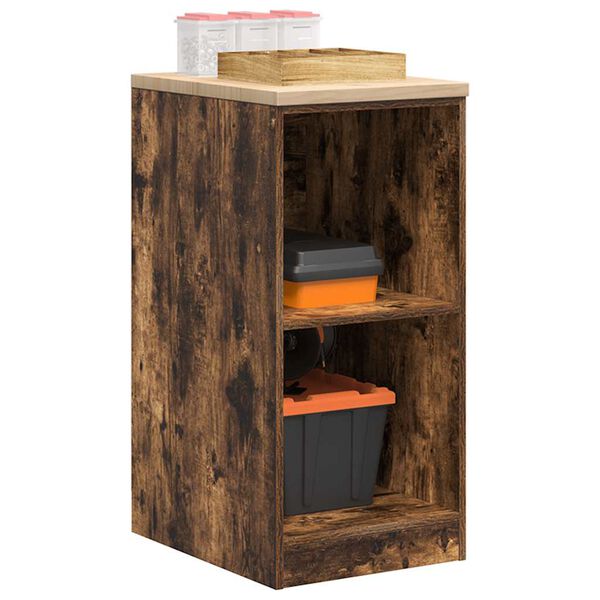 vidaXL Garage Storage Cabinet Smoked Oak 40x51x85 cm Solid Wood Pine