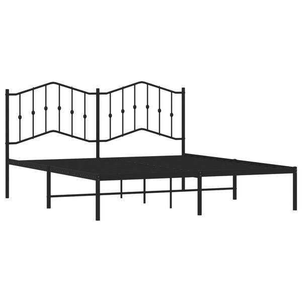 vidaXL Metal Bed Frame without Mattress with Headboard Black 180x200cm
