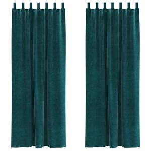vidaXL Blackout Curtains 2 pcs Dark Green 140 x 225 cm Velvet