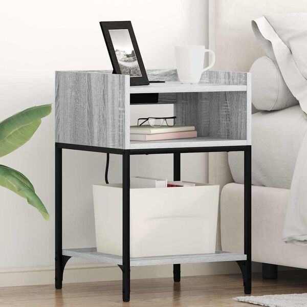 vidaXL Bedside Cabinet with Shelf 2 pcs Grey Sonoma 40 x 40 x 61 cm