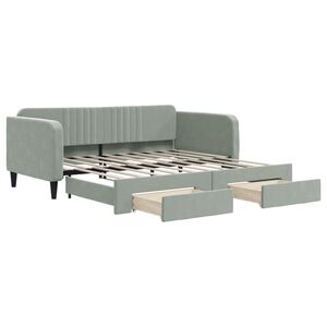vidaXL Daybed with Trundle&Drawers without Mattress Light Grey 90x190 cm Single