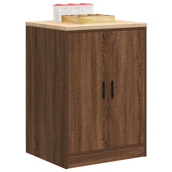 vidaXL Garage Storage Cabinet Brown Oak 60x51x85 cm Solid Wood Pine