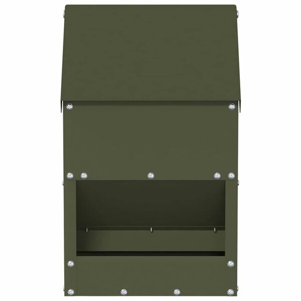 vidaXL Chicken Feeder Olive Green 21 x 16 x 33 cm Cold-Rolled Steel