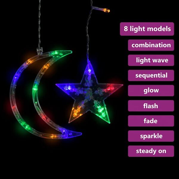 vidaXL Star and Moon Fairy Lights Remote Control 345 LED Colourful