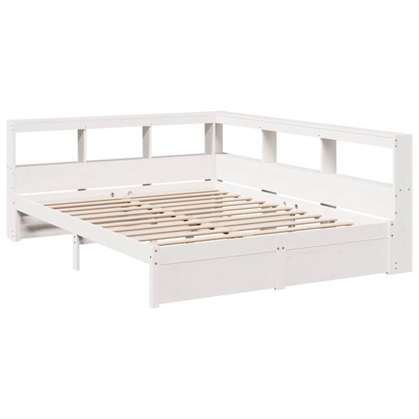 vidaXL Bookcase Bed without Mattress White 140x200 cm Solid Wood Pine