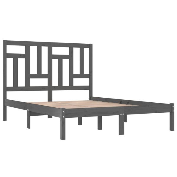 vidaXL Bed Frame without Mattress Grey 200x200 cm Solid Wood Pine