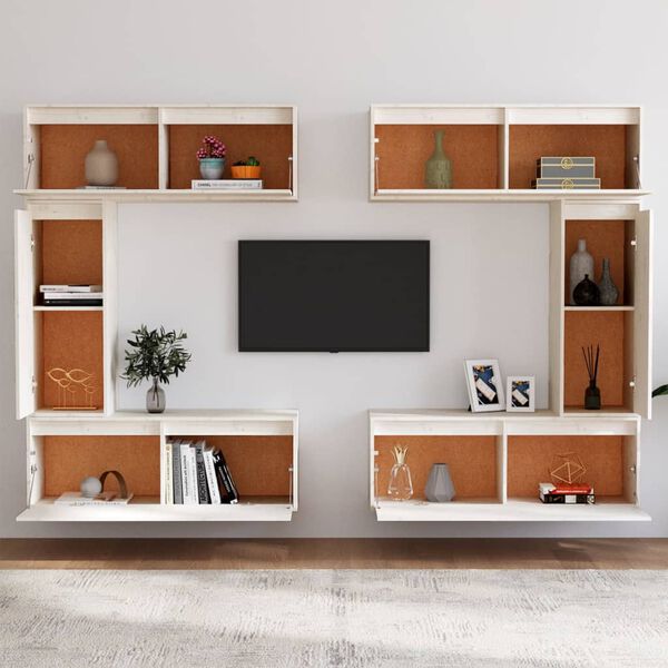 vidaXL TV Cabinets 6 pcs White Solid Wood Pine