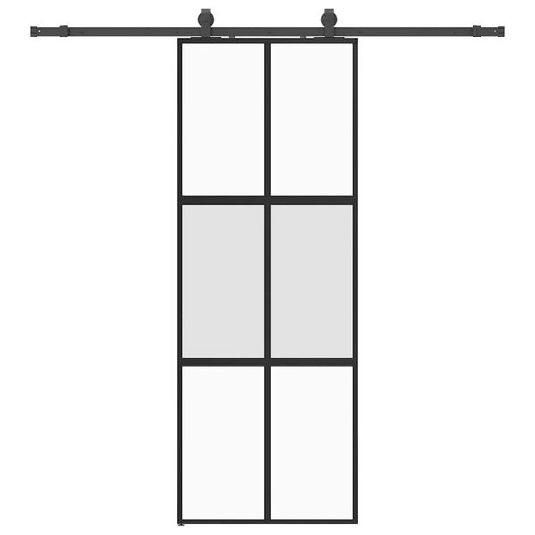 vidaXL Sliding Door with Hardware Set Black 76x205 cm Tempered Glass