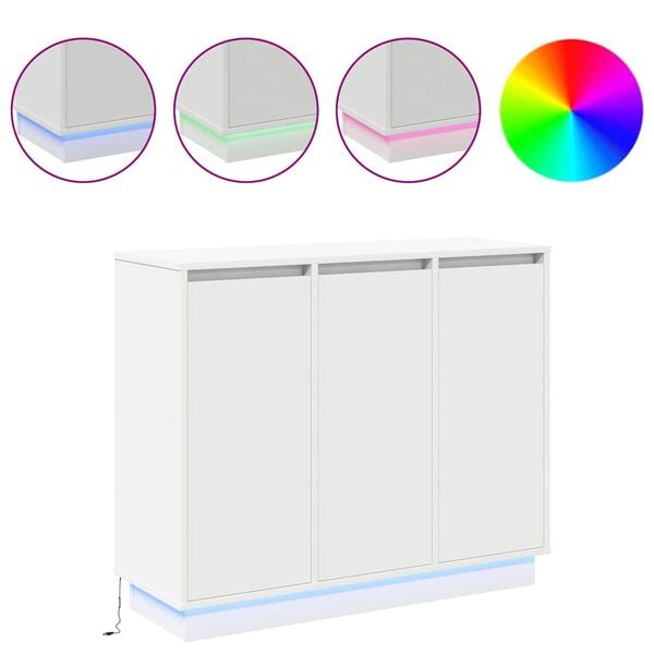 vidaXL LED Sideboard with Shelf White 90 x 32 x 75 cm Engineered Wood