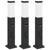 vidaXL Bollard Lights with Sensor&Outlet 3 pcs 50 cm Black IP44
