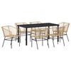 vidaXL Garden Dining Set 7 pcs Brown Poly Rattan