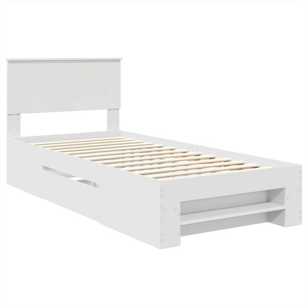 vidaXL Bed Frame with Headboard White 80 x 200 cm Engineered Wood