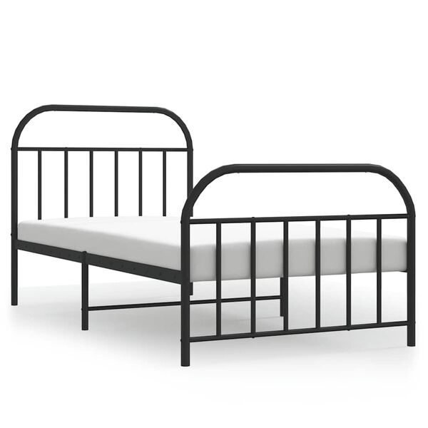 vidaXL Metal Bed Frame without Mattress with Footboard Black 100x190cm