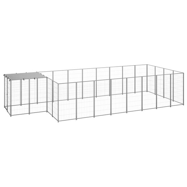 vidaXL Dog Kennel Silver 10.89 m&sup2; Steel