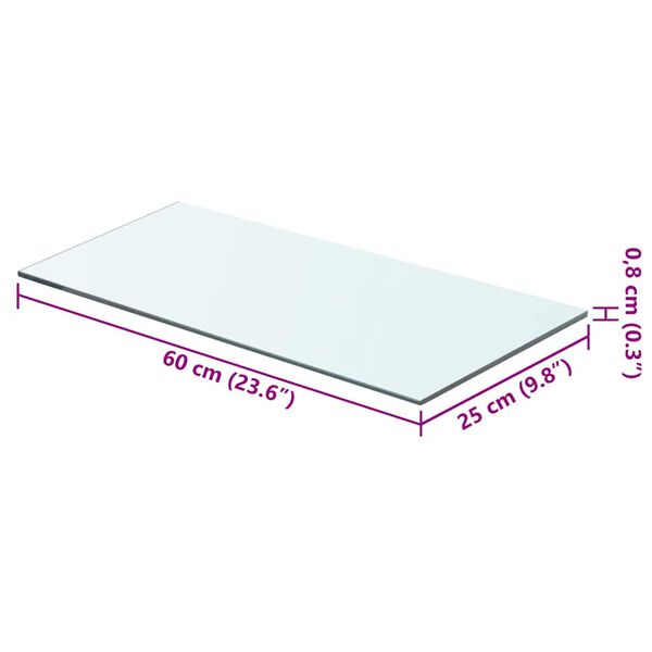 vidaXL Shelf Panel Glass Clear 60x25 cm