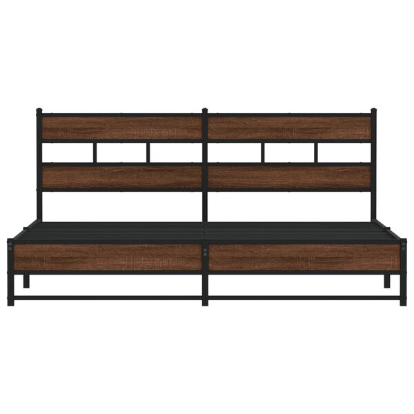 vidaXL Metal Bed Frame without Mattress Brown Oak 200x200 cm