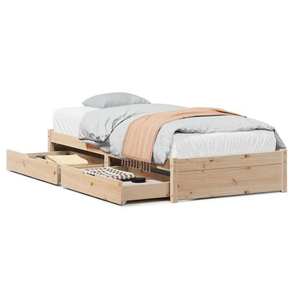 vidaXL Bed Frame without Mattress 75x190 cm Small Single Solid Wood Pine