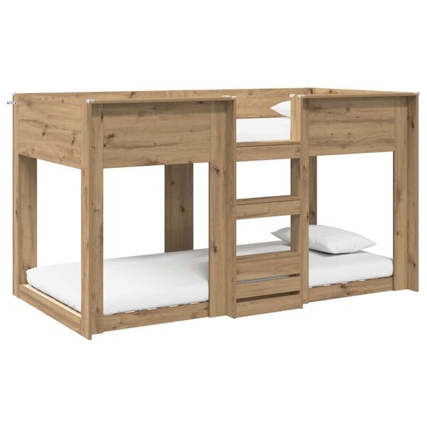 vidaXL Bunk Bed for Kids Artisan Oak 75 x 190 cm Engineered Wood