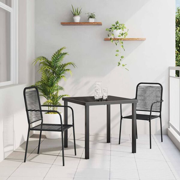 vidaXL Garden Dining Set 3 pcs Black Powder-Coated Steel