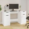 vidaXL Desk with Side Cabinet White Engineered Wood
